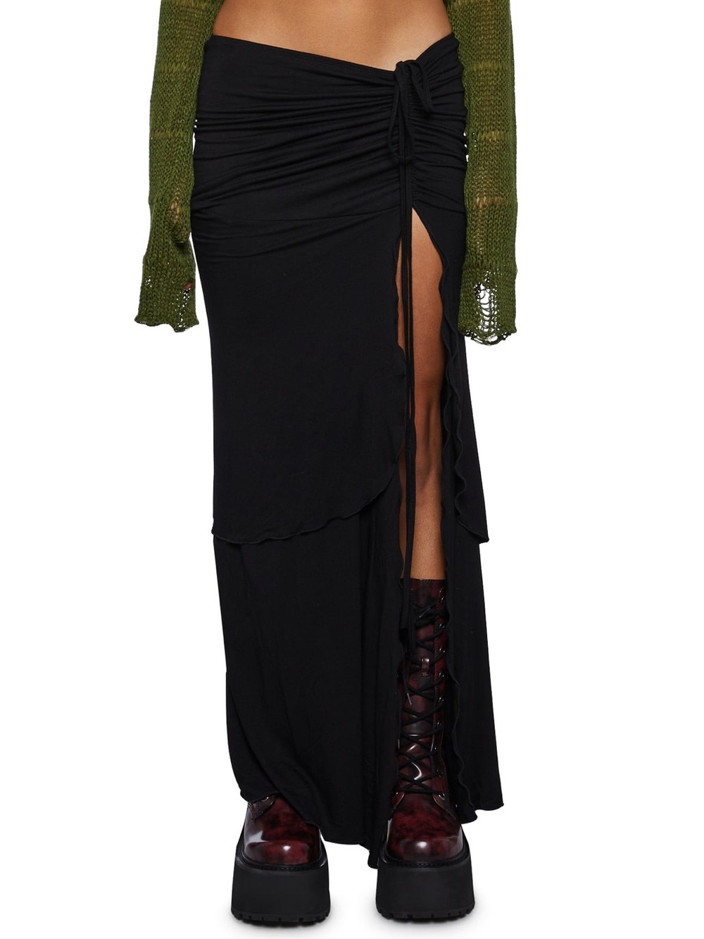 NWT Dolls Kill Current Mood Your Girl Maxi Skirt Black Medium